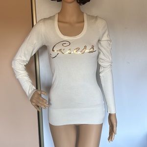Cream Guess logo sweater